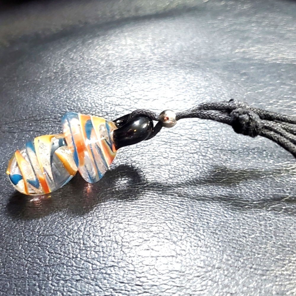 Glass Rainbow swirl mushroom necklace